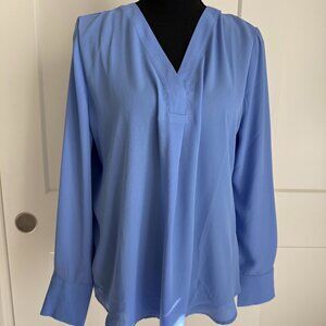 Womens Ann Taylor PM Periwinkle Long Sleeve Career Blouse NWT